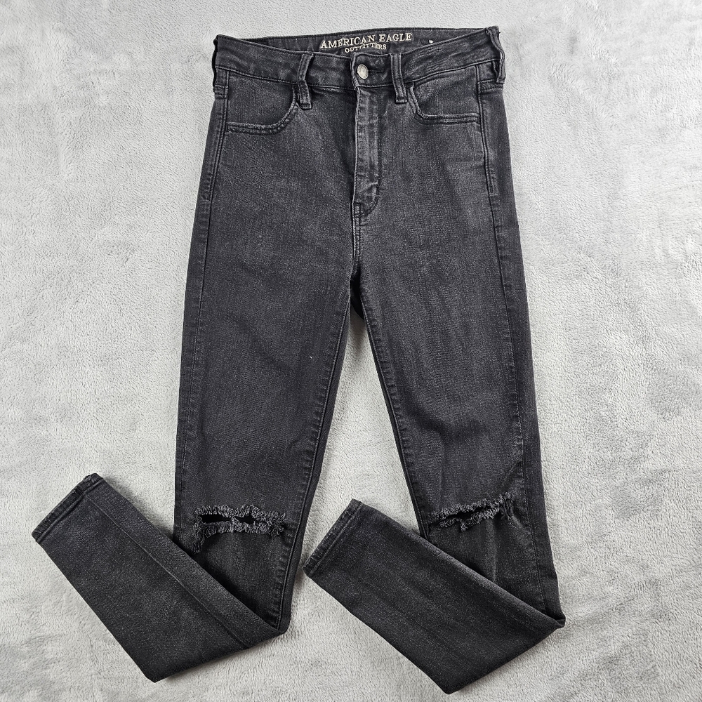 American Eagle Super Stretch Super High Rise Jegging Black Women's Size 4
